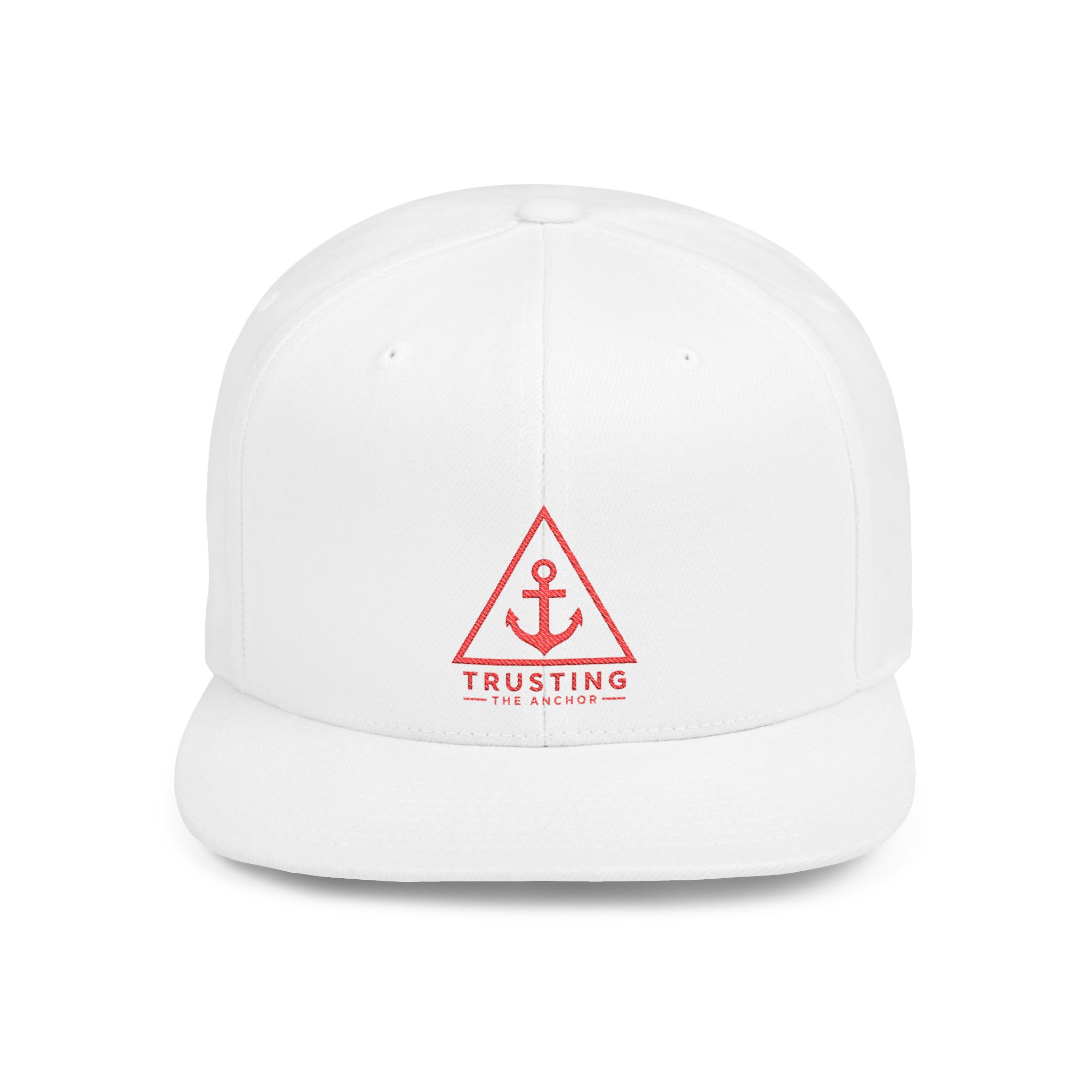 Trusting The Anchor Flat Bill Snapback Hat | Christian Faith Hat | Embroidered Adjustable Cap | Christian Apparel - Image 2