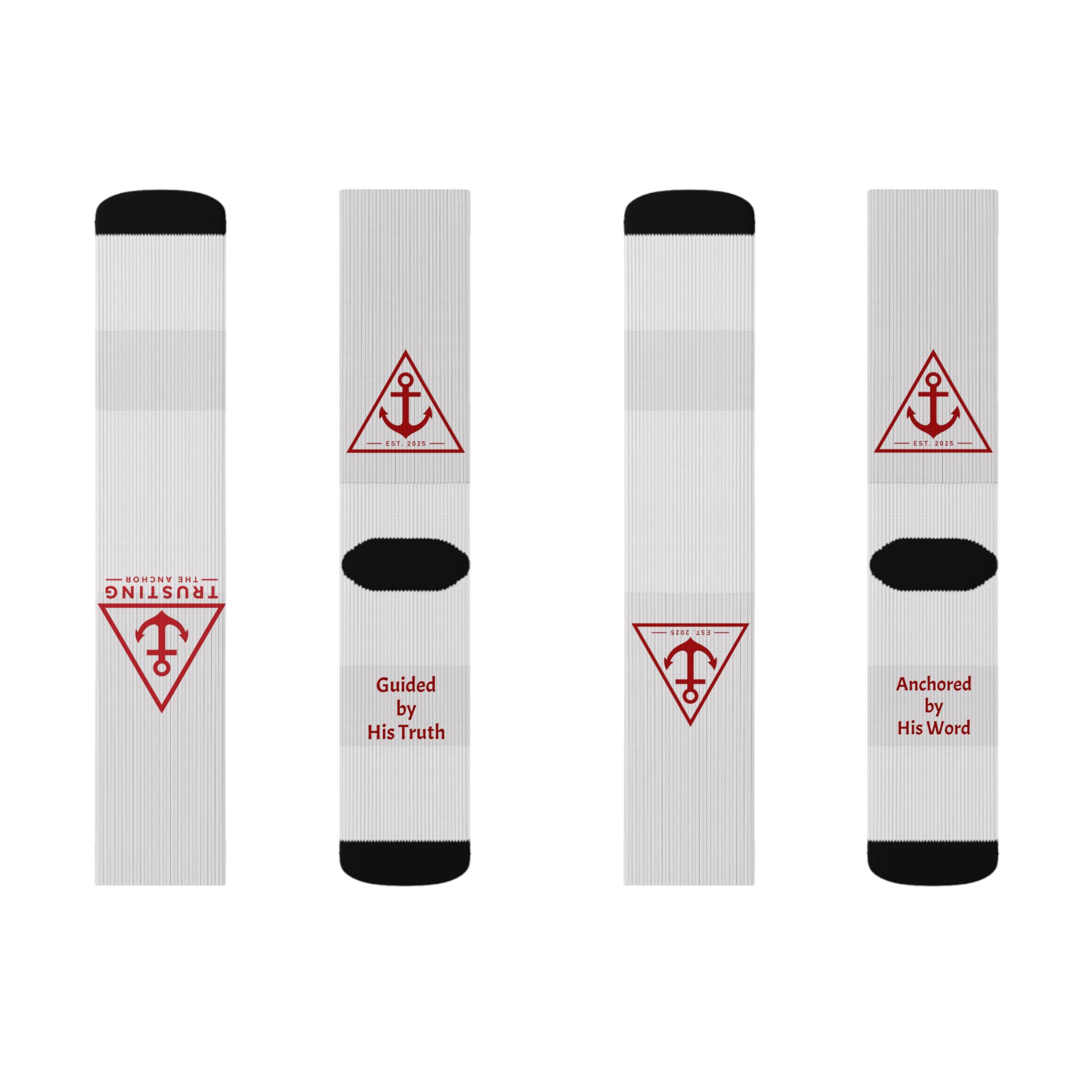 Anchored Faith Sublimation Socks — 'Anchored by His Word' Crew Socks - Image 2