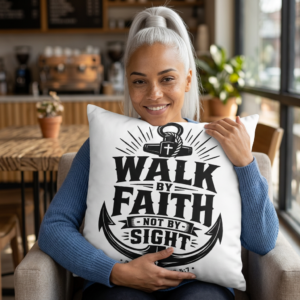 Walk by Faith Decorative Throw Pillow | Christian Home Décor | 2 Corinthians 5:7 Accent Pillow