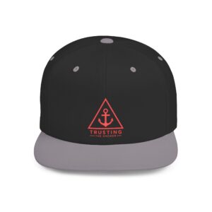 Trusting The Anchor Flat Bill Snapback Hat | Christian Faith Hat | Embroidered Adjustable Cap | Christian Apparel