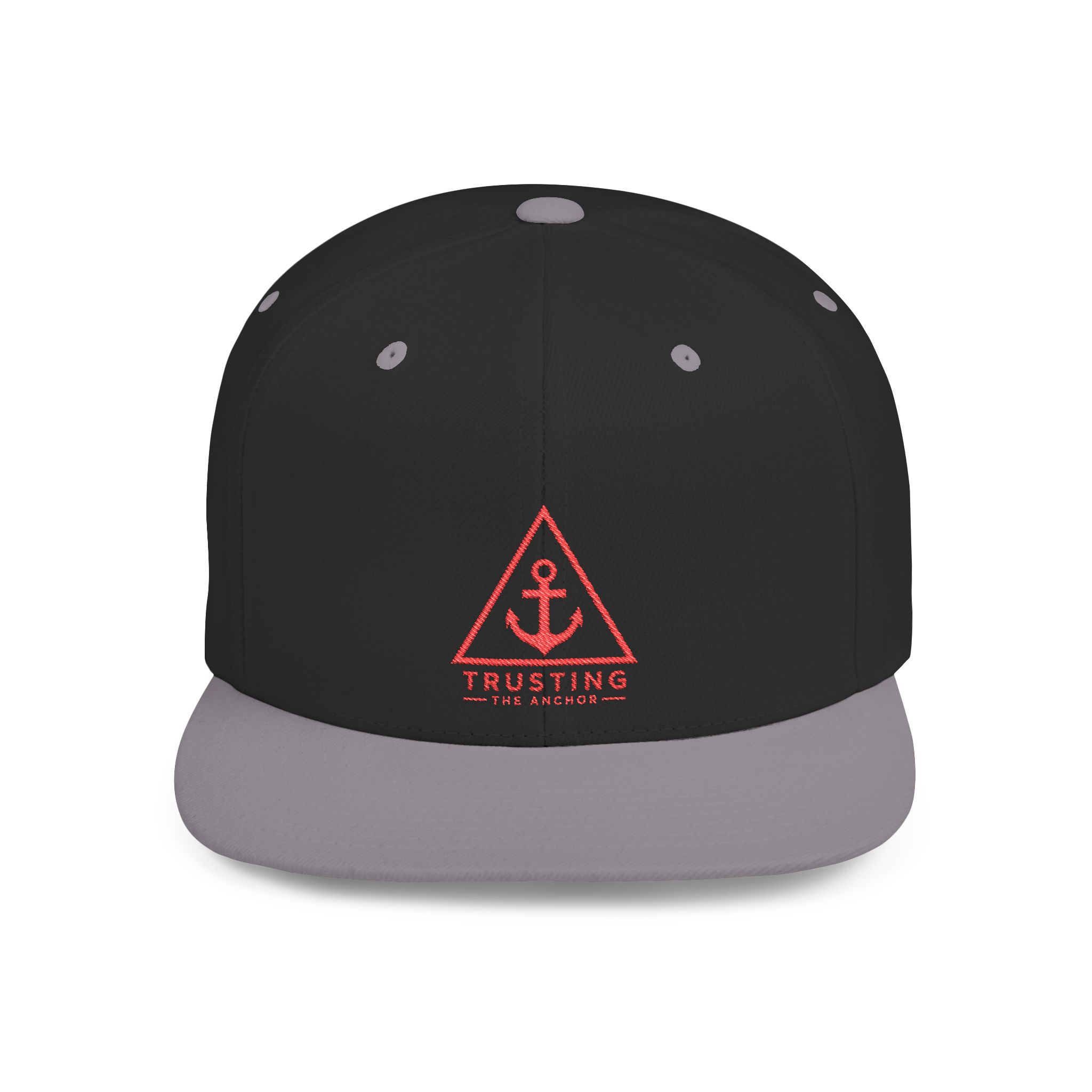 Trusting The Anchor Flat Bill Snapback Hat | Christian Faith Hat | Embroidered Adjustable Cap | Christian Apparel