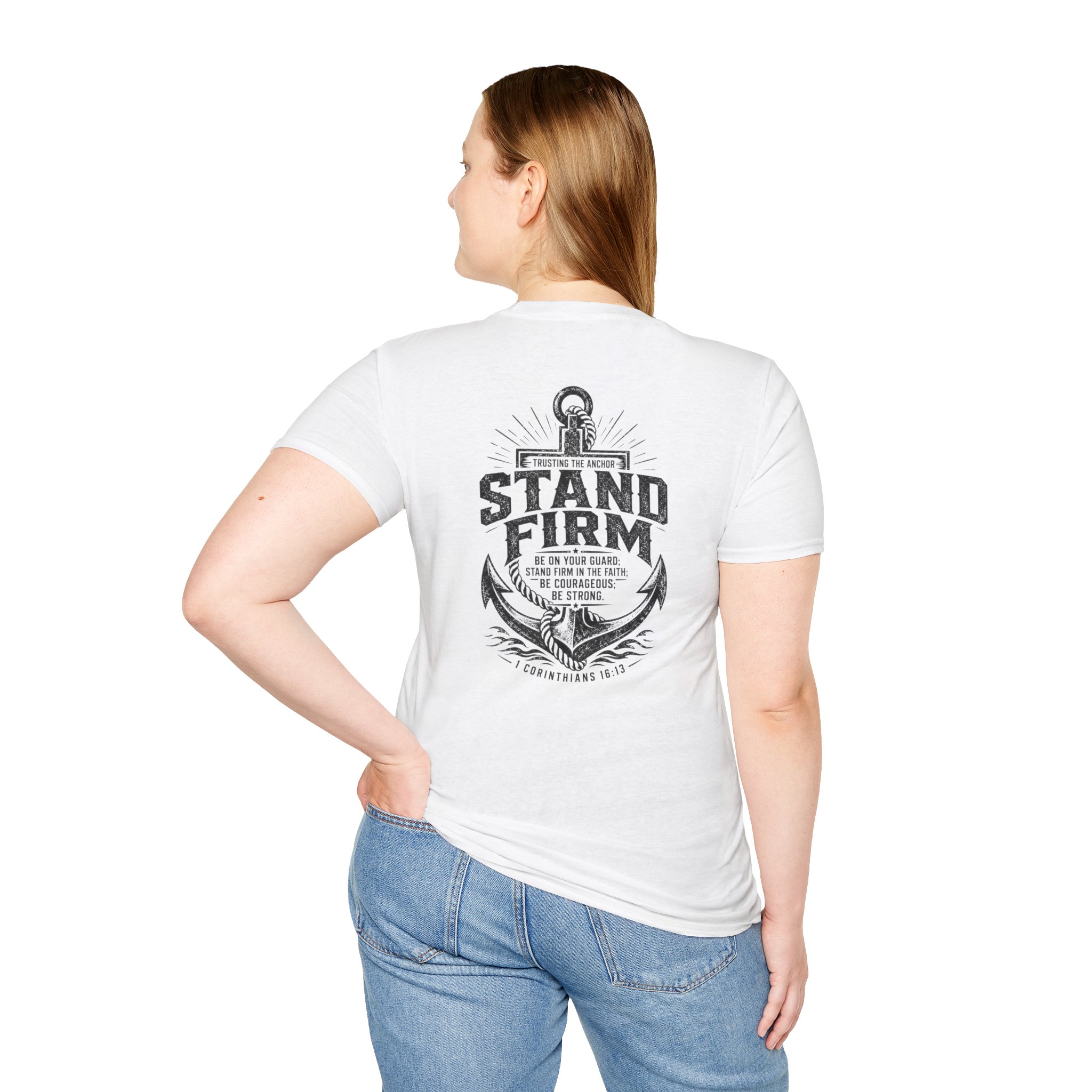 Trusting The Anchor™ | Stand Firm (1 Corinthians 16:13) | Unisex Softstyle T-Shirt ⭐ - Image 3