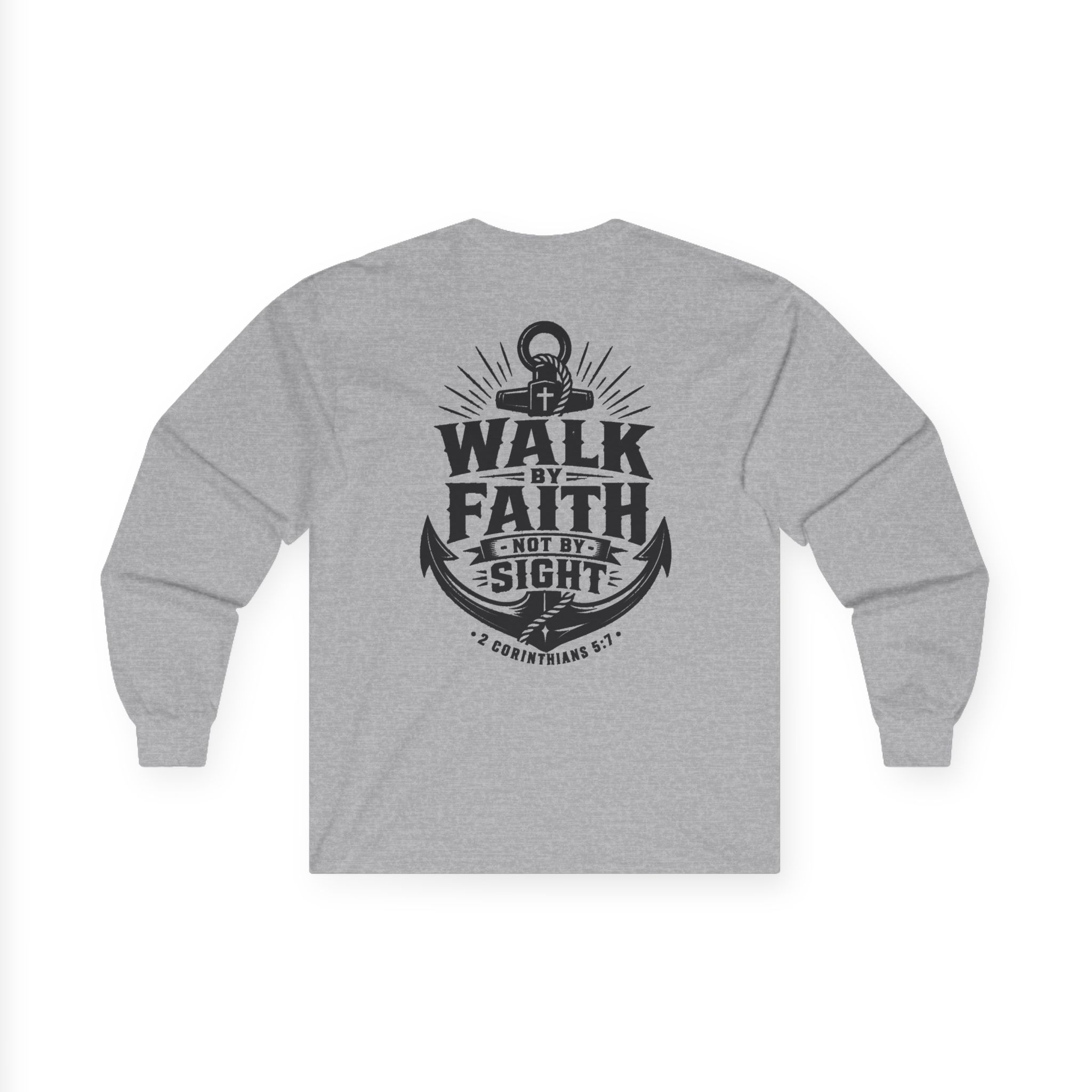 Trusting The Anchor™ | Walk By Faith Long Sleeve Christian T-Shirt | 2 Corinthians 5:7 - Image 6