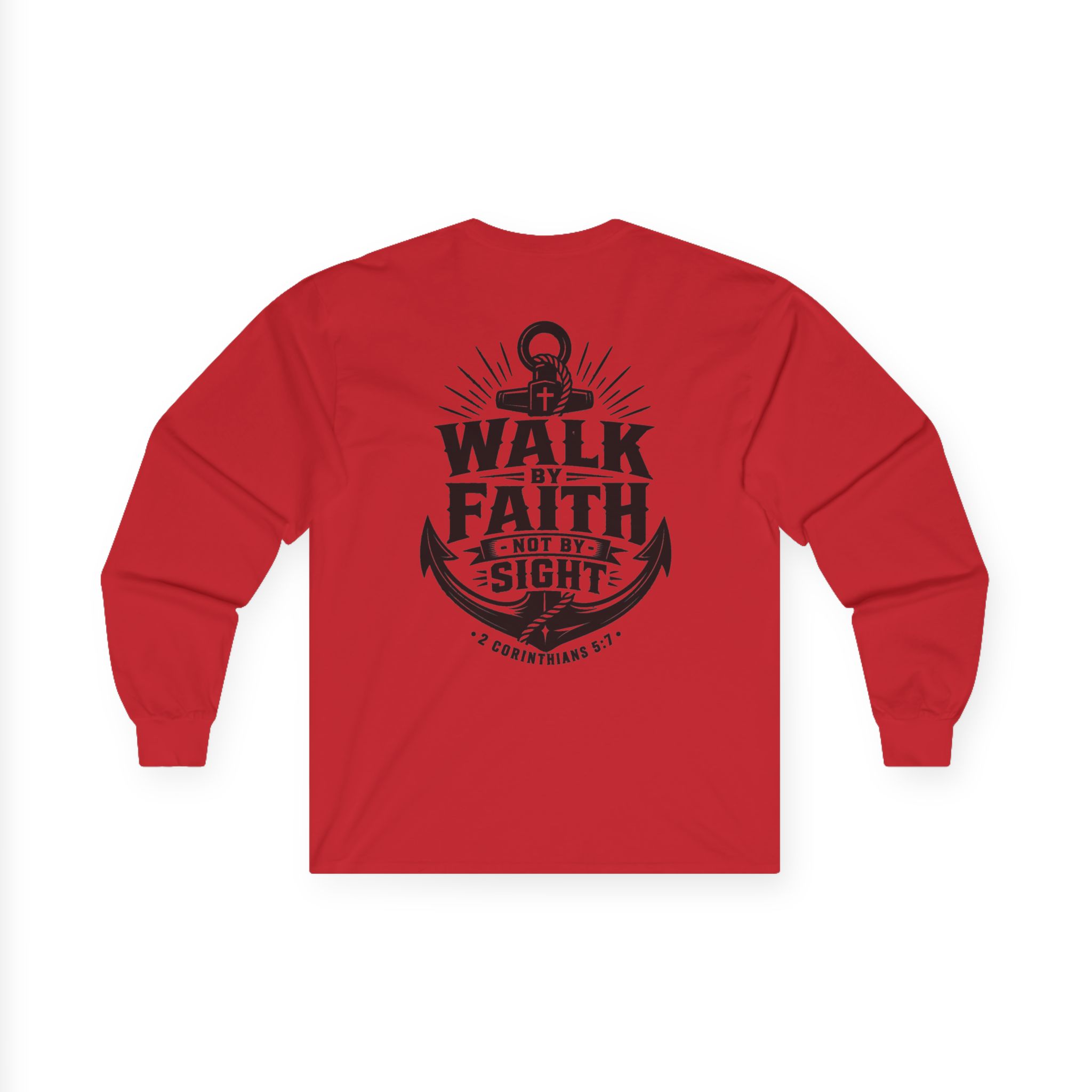 Trusting The Anchor™ | Walk By Faith Long Sleeve Christian T-Shirt | 2 Corinthians 5:7 - Image 12